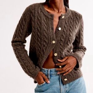 Abercrombie & Fitch Brown Cable Crew Sweater